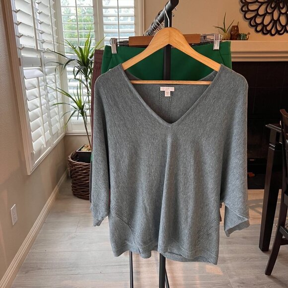 J Jill Sweater Size Large Faded Teal Long Sleeve Dolman Sleeve Knit 3/4 Sleeve - Picture 16 of 16
